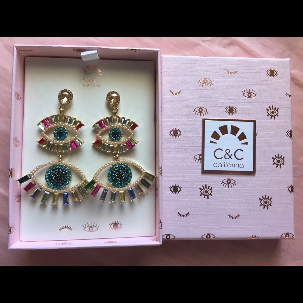 Evil Eye Earrings New by C&C California - Picture 5 of 14